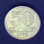 50 Centavos  1956  Bronze-Alumínio   Soberba  (módulo reduzido)  Série Armas da República
