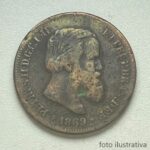 MOEDA 10 Réis 1869 BRONZE  ( com  ponto no "S" do réis) BRUXELAS  MBC