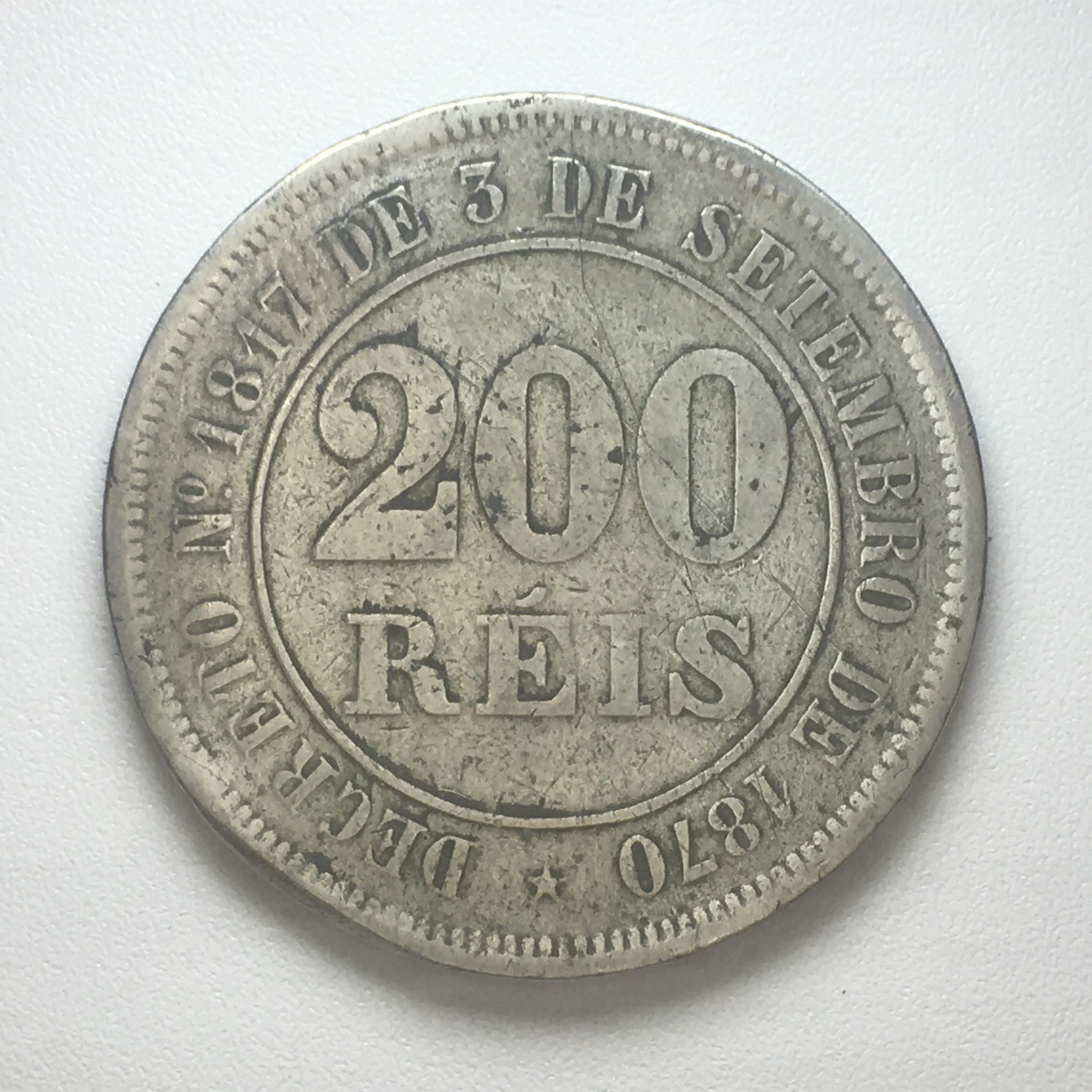 ID 19042 (1) MOEDA 200 Réis 1884 CUPRO-NÍQUEL FUNDO LISO MBC - Imagem 1