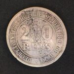 MOEDA 200 Réis 1874 CUPRO-NÍQUEL    FUNDO LISO  MBC