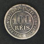MOEDA 100 Réis 1886 CUPRO-NÍQUEL  FUNDO LINHADO MBC