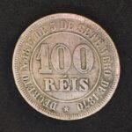 MOEDA 100 Réis 1885 CUPRO-NÍQUEL  FUNDO LISO MBC