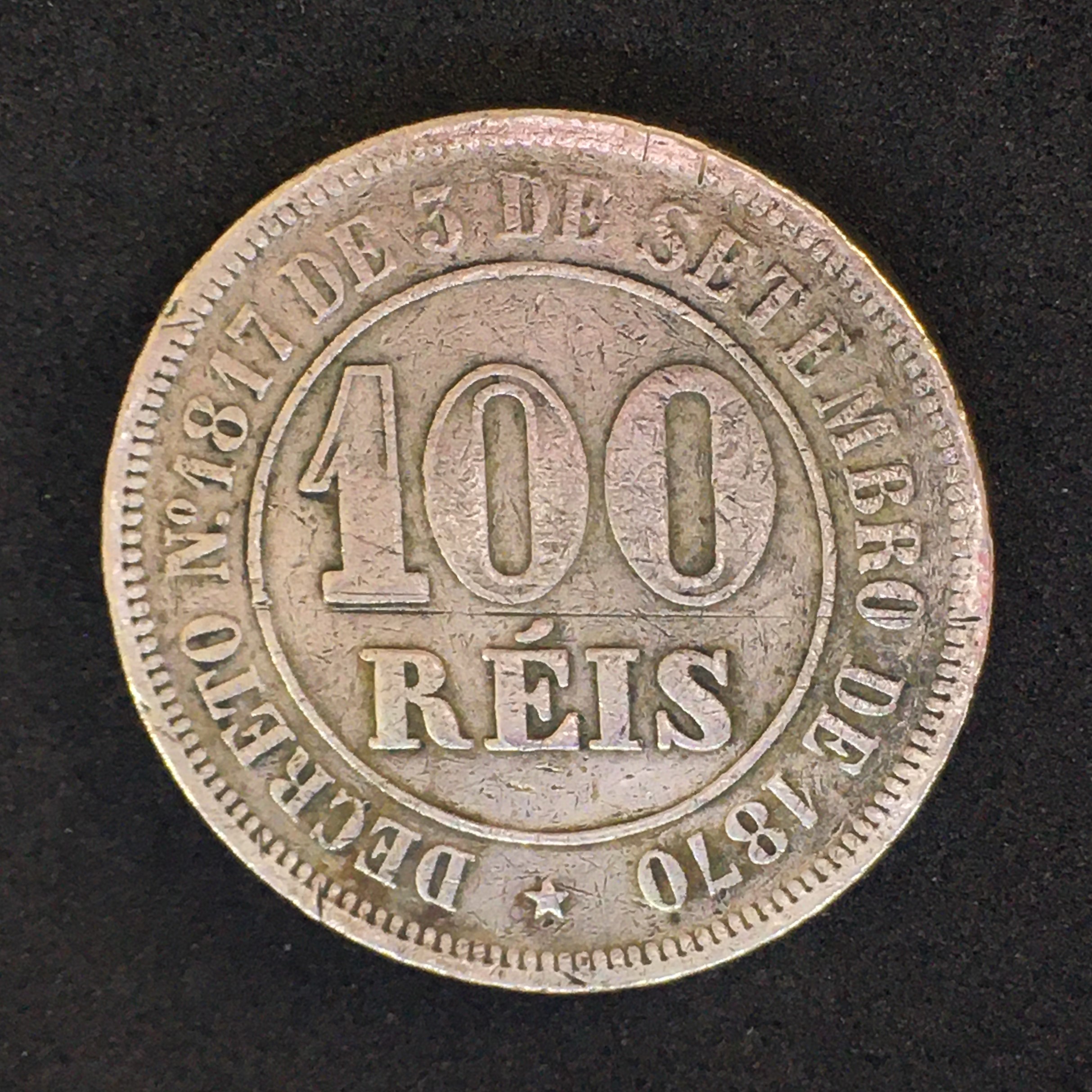 MOEDA 100 Réis 1885 CUPRO-NÍQUEL  FUNDO LISO MBC