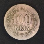 MOEDA 100 Réis 1884 CUPRO-NÍQUEL  FUNDO LISO MBC
