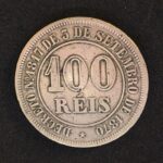 MOEDA 100 Réis 1882 CUPRO-NÍQUEL  FUNDO LISO MBC