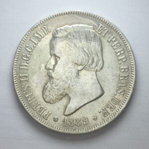 MOEDA 2000 Réis 1889 PRATA  3º Sistema 4º Tipo  (com rabicho no cabelo) Soberba