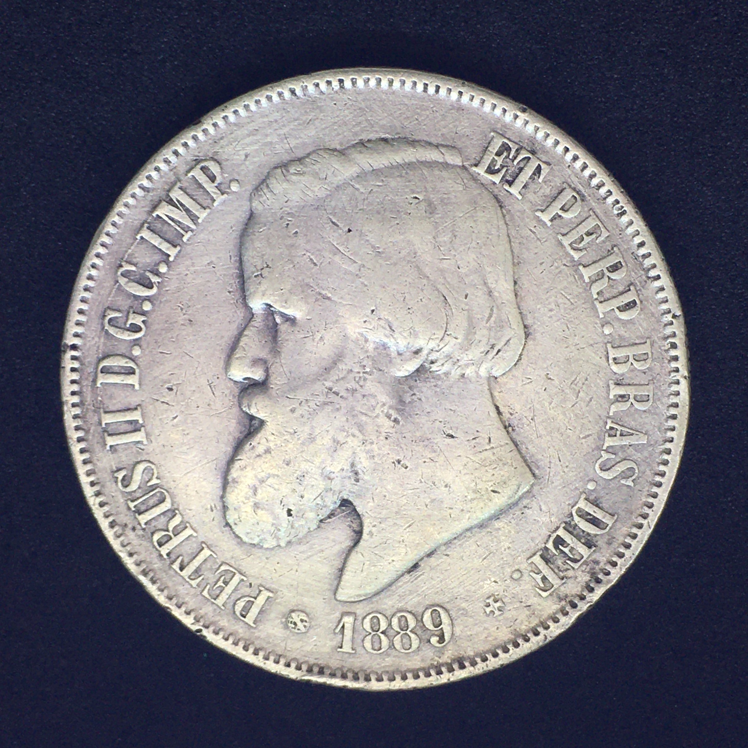 MOEDA 2000 Réis 1889 PRATA  3º Sistema 4º Tipo   Soberba