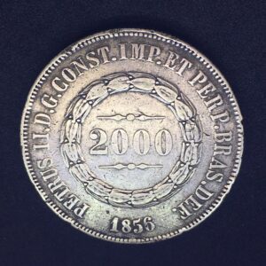 MOEDA 2000 Réis 1856  PRATA  3º Sistema 2º Tipo    MBC