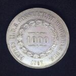 MOEDA 1000 Réis 1857  PRATA  3º Sistema 2º Tipo    Soberba