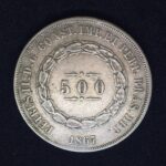 MOEDA 500 Réis 1867  PRATA  3º Sistema 2º Tipo  Soberba