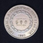 MOEDA 500 Réis 1860  PRATA  3º Sistema 2º Tipo   Soberba