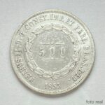 MOEDA 500 Réis 1855  PRATA  3º Sistema 2º Tipo  Soberba