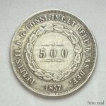MOEDA 500 Réis 1857  PRATA  3º Sistema 2º Tipo  Soberba