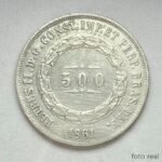 MOEDA 500 Réis 1861  PRATA  3º Sistema 2º Tipo   Soberba