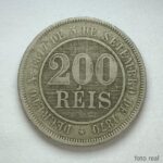 MOEDA 200 Réis 1888 CUPRO-NÍQUEL  MBC  - FUNDO LINHADO