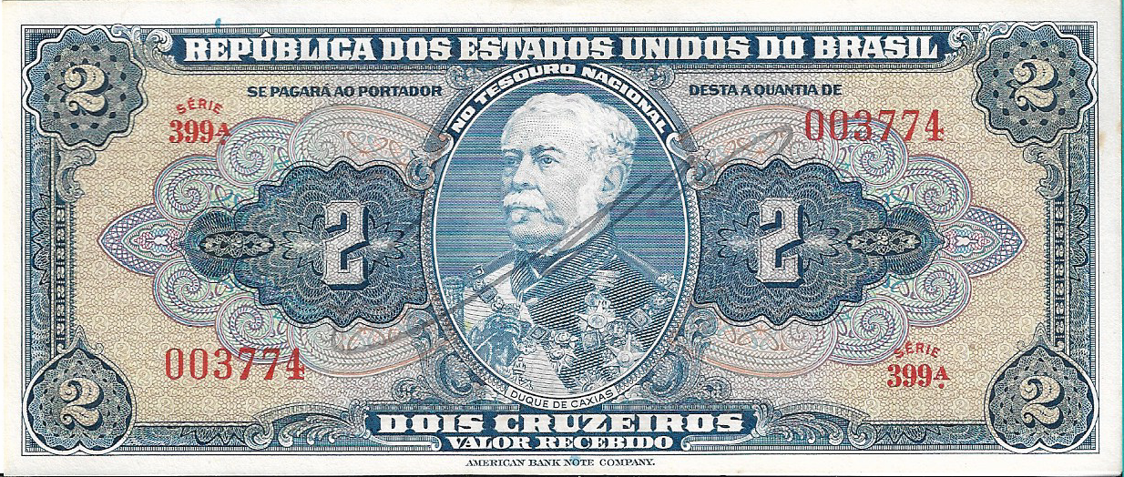 C014 C 014 - CÉDULA 2 CRUZEIRO 1944 -TESOURO NACIONAL - 1ª Estampa (ABN) - FE - Imagem 1
