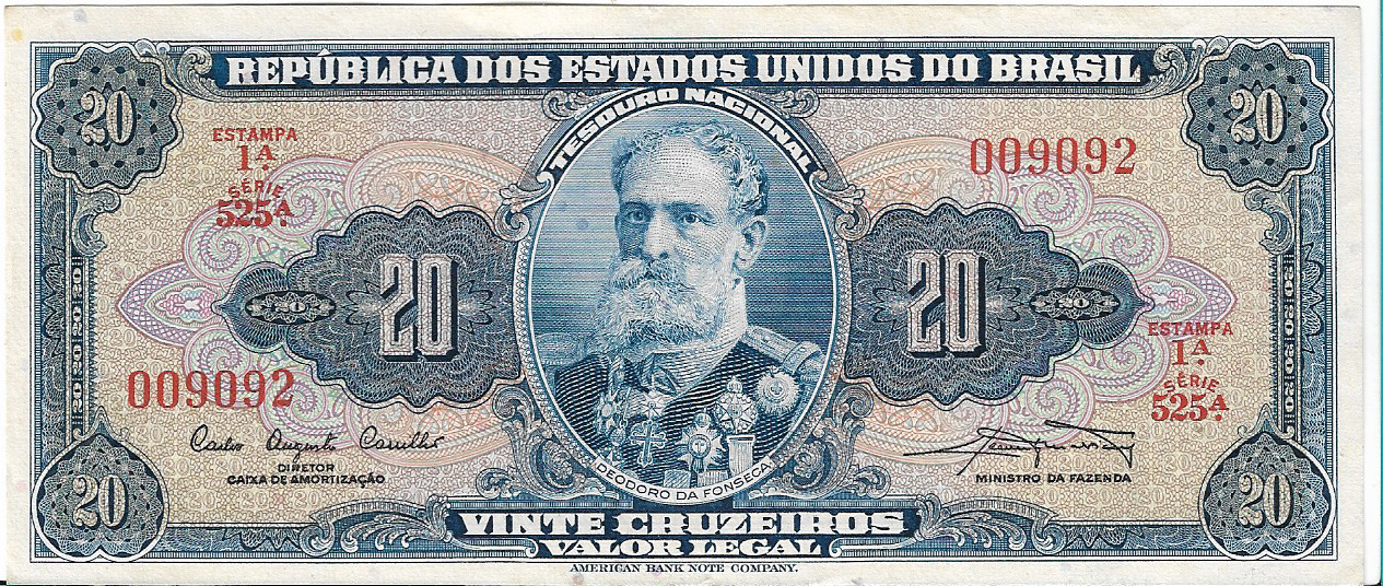 C022 C 022 - CÉDULA 20 CRUZEIRO 1961 - TESOURO NACIONAL - 1ª Estampa (ABN) - FE - Imagem 1