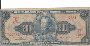 C039 - CÉDULA 200 CRUZEIROS 1958 - TESOURO NACIONAL - 1ª Estampa (ABN) - MBC