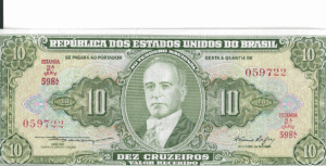 C076 - CÉDULA 10 CRUZEIROS 1953 - TESOURO NACIONAL - 2ª Estampa (TLR) - FE