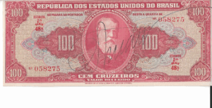 C094 - CÉDULA 100 CRUZEIROS 1949 - TESOURO NACIONAL - 2ª Estampa (TLR) - S/FE