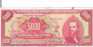 C107 - CÉDULA 5000 CRUZEIROS 1963 - TESOURO NACIONAL - 2ª Estampa (TLR) - Soberba
