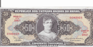 C115 -CÉDULA  5 CENTAVO c/c em 50 CRUZEIROS 1966 - BANCO CENTRAL DO BRASIL  - 2ª Estampa (TLR) - FE