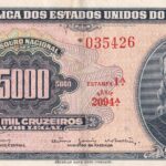C 123 - CÉDULA  5 CRUZEIRO NOVO  c/c em 5000 CRUZEIROS 1967 - BANCO CENTRAL DO BRASIL  - 1ª Estampa (ABN) - Soberba
