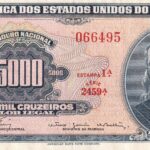 C 123 - CÉDULA  5 CRUZEIRO NOVO  c/c em 5000 CRUZEIROS 1967 - BANCO CENTRAL DO BRASIL  - 1ª Estampa (ABN) - Soberba