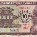 C128 - CÉDULA  10 CRUZEIROS NOVOS  c/c em 10000 CRUZEIROS 1967 - BANCO CENTRAL DO BRASIL  - 2ª Estampa (TLR) -  Soberba