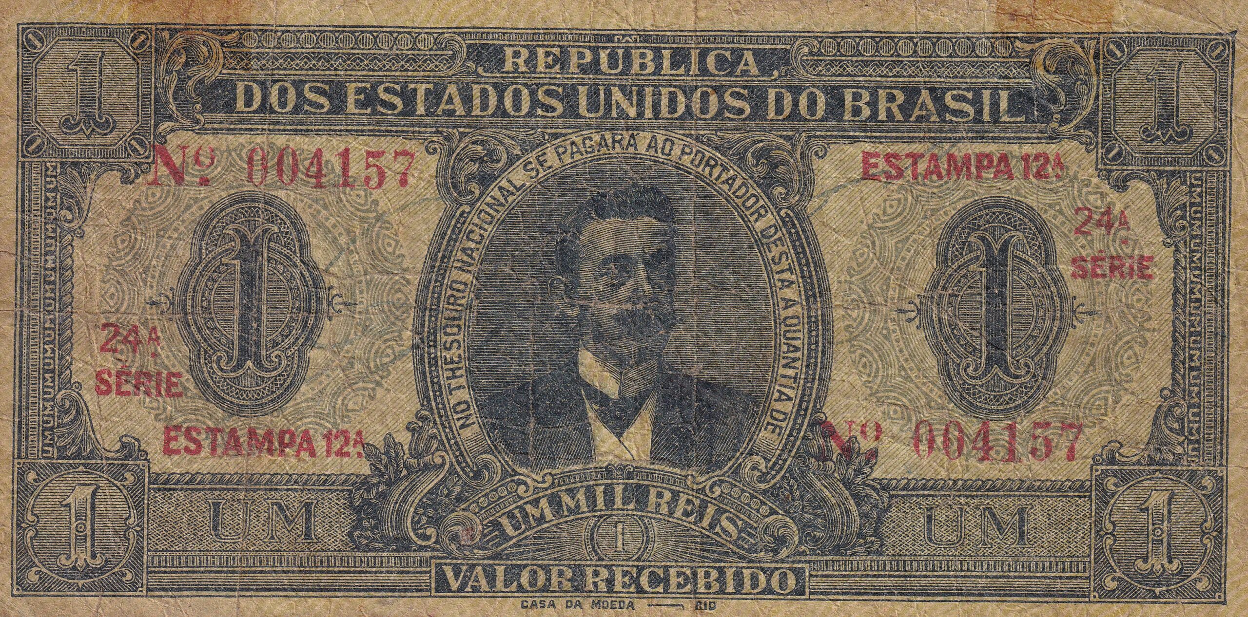 R079 2 CÉDULA 1 MIL RÉIS 1921 - República -Tesouro Nacional - 12ª Estampa (CMB) - Série 1/50 - MBC - Imagem 1