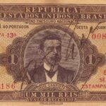 CÉDULA  1 MIL RÉIS  1923 - República -Tesouro Nacional - 13ª Estampa (CMB) - Série 1/45 - FE (leves  manchas)