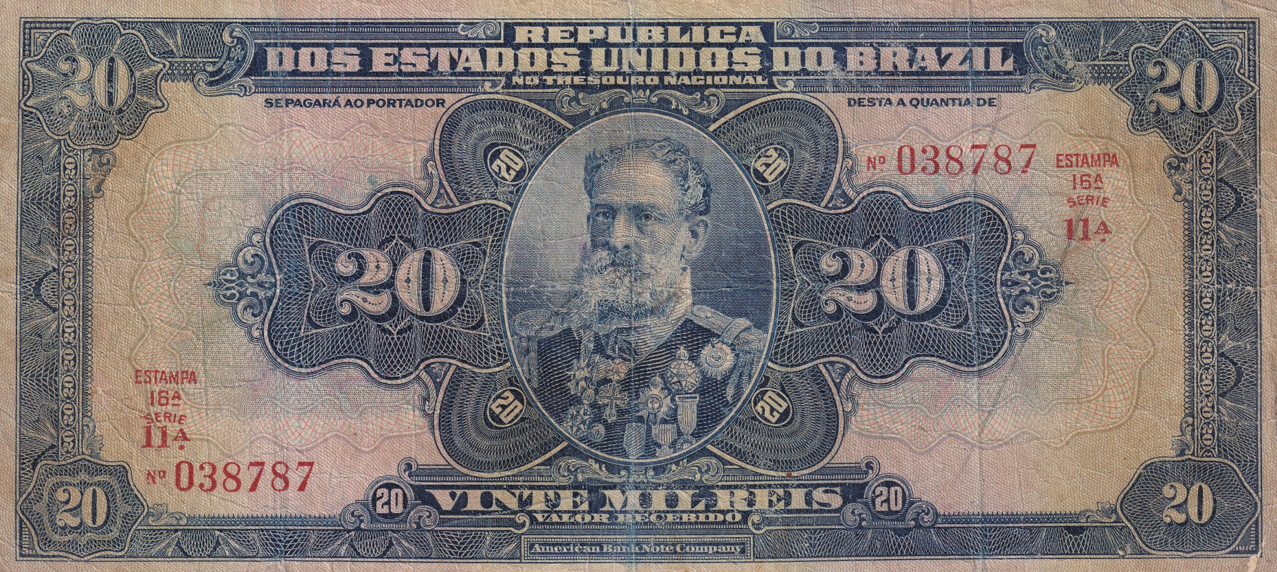 R119a 2 R 119a CÉDULA 20 MIL RÉIS 1924 - República -Tesouro Nacional - 16ª Estampa (CMB)- Série 1/37 - MBC - Imagem 1