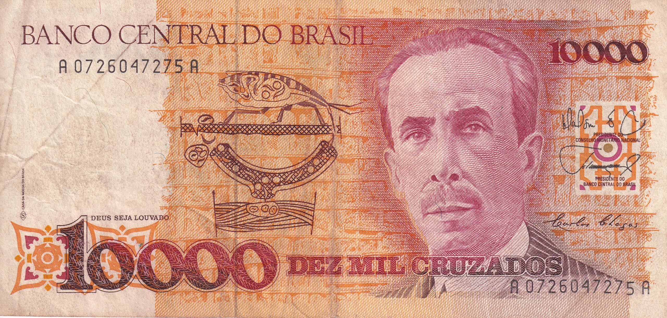 C196 1 C 196 - CÉDULA 10000 CRUZADOS 1988 - BANCO CENTRAL DO BRASIL - CMB - Soberba - Imagem 1