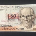 C 210a - CÉDULA  50 CRUZEIROS C/C EM 50 CRUZADOS NOVOS  1990 - BANCO CENTRAL DO BRASIL  - CMB  - REPOSIÇÃO - FE