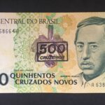 C 213 - CÉDULA  500 CRUZEIROS C/C EM 500 CRUZADOS NOVOS  1990 - BANCO CENTRAL DO BRASIL  - CMB  - Soberba