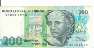 C215 - CÉDULA  200 CRUZEIROS  1990 - BANCO CENTRAL DO BRASIL  - CMB  - FE