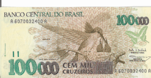 C228 - CÉDULA  100.000 CRUZEIROS  1993 - BANCO CENTRAL DO BRASIL  - CMB  - FE