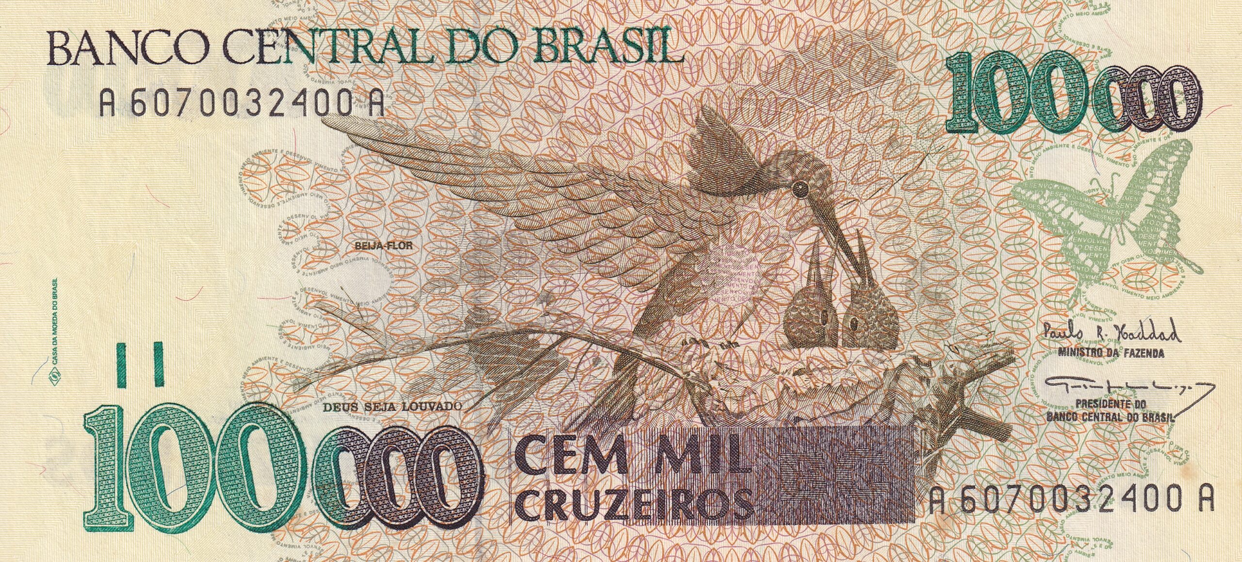 C228 C228 - CÉDULA 100.000 CRUZEIROS 1993 - BANCO CENTRAL DO BRASIL - CMB - FE - Imagem 1