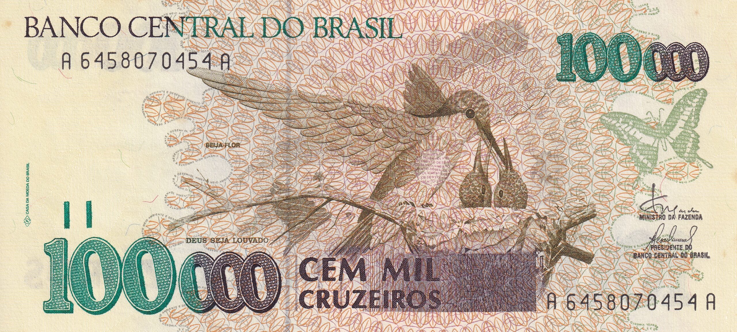 C230 C 230 - CÉDULA 100.000 CRUZEIROS 1993 - BANCO CENTRAL DO BRASIL - CMB - FE - Imagem 1