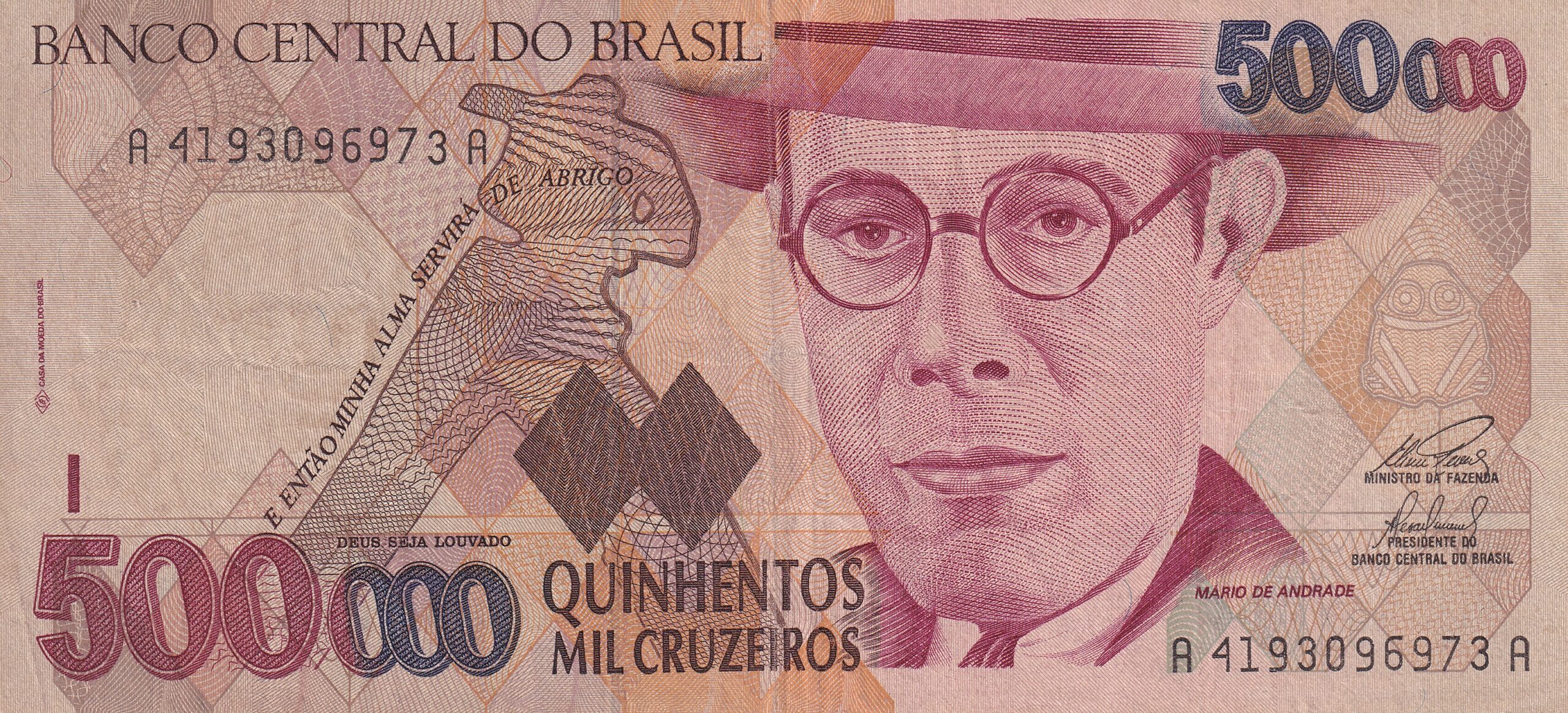 C232 2 C 232 - CÉDULA 500.000 CRUZEIROS 1993 - BANCO CENTRAL DO BRASIL - CMB - MBC - Imagem 1