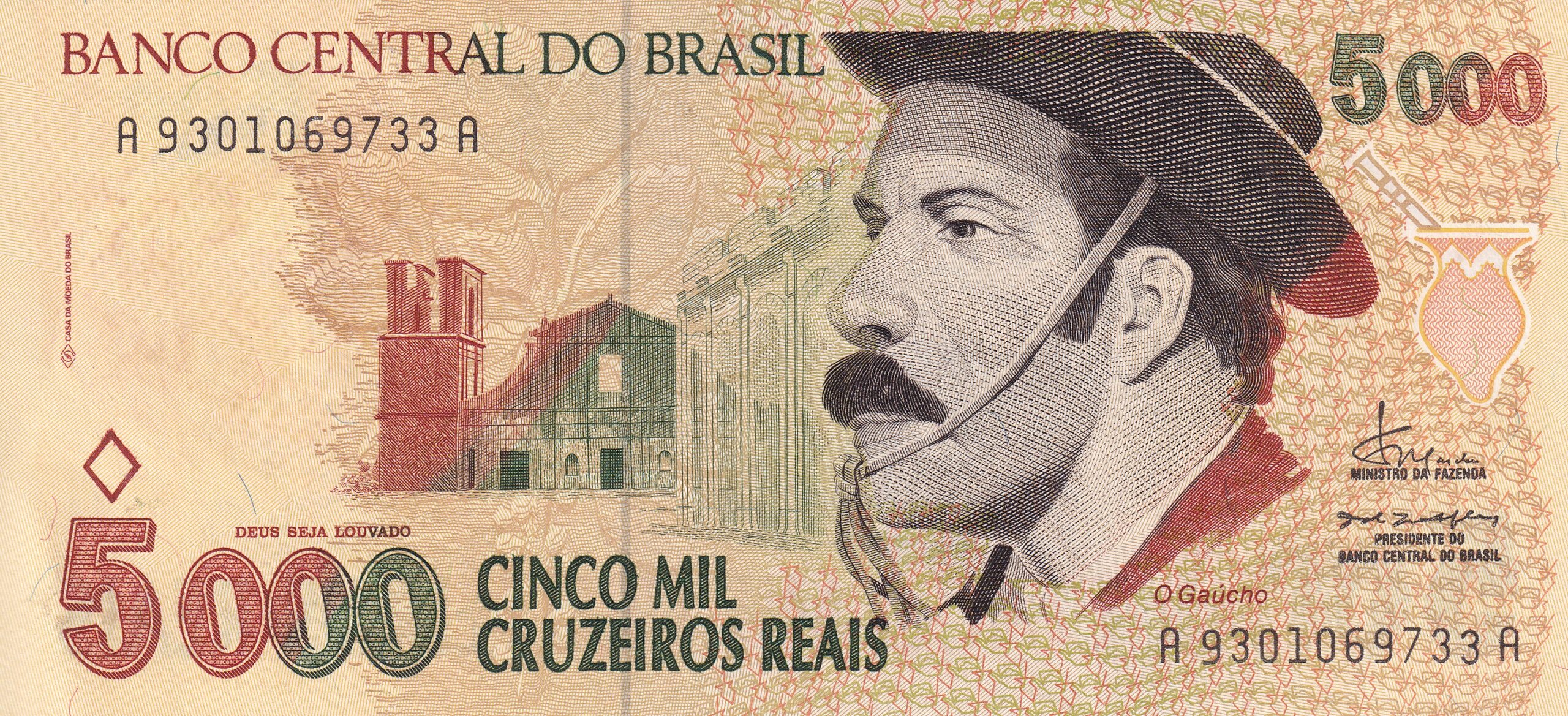 C239 C 239 - CÉDULA 5000 CRUZEIROS REAIS 1993 - BANCO CENTRAL DO BRASIL - CMB - FE - Imagem 1