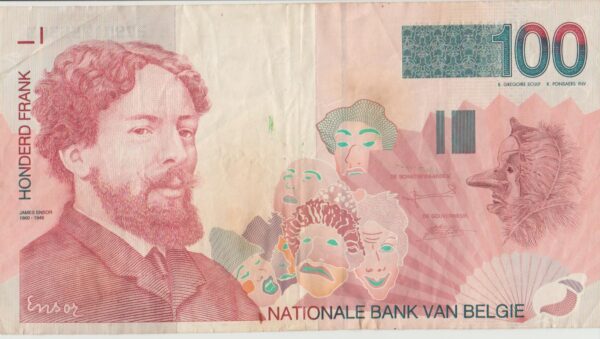 P 147 - Bélgica - 100  Francs - MBC