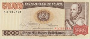 P 168 - Bolívia - 5000 Cinco Mil Pesos - 1984 - FE
