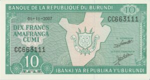 P 33 - Burundi - 10 Francs  - 2007 - FE