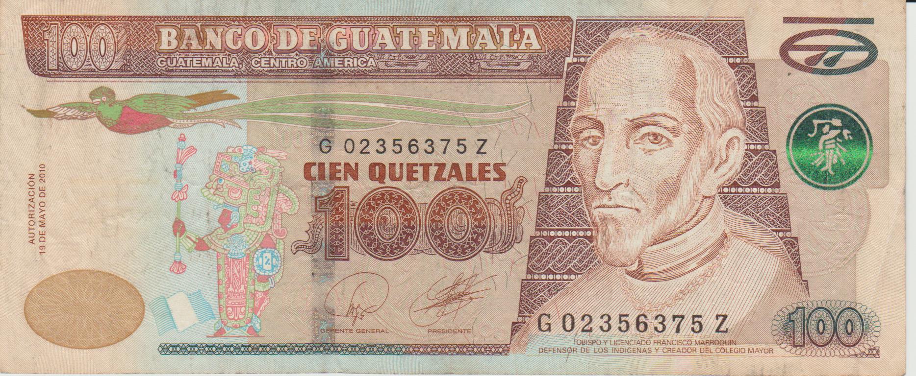 p 126 a P 126a - GUATEMALA 100 QUETZAL 2010 MBC - Imagem 1