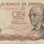 P 152 - ESPANHA 100 PESETAS 1970 MBC