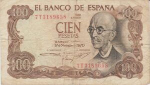 P 152 - ESPANHA 100 PESETAS 1970 MBC
