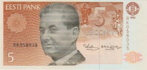 P 71 - ESTONIA 5 KROONI 1992 FE