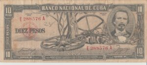 P 88b - CUBA  10 PESOS 1958  MBC