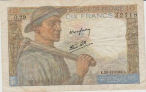 P 99b-  França 10 FRANCS 1942 MBC
